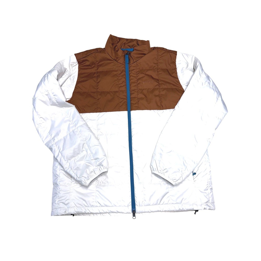 Stoic Mens Colorblock Insulated Puffer Jacket‎ White Brown Blue XL Gorpcore
